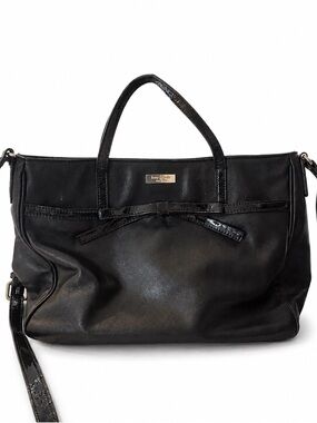 Kate Spade Black Women's Tote handBag with Bow Accent and Gold Hardware purse